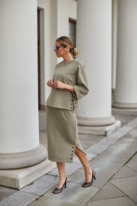 Spódnica Komplet Model M329/2 Khaki - La Aurora Spódnica Komplet Model M329/2 Khaki - La Aurora
