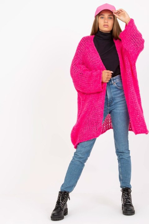 Sweter Kardigan Model TW-SW-BI-M2202.29X Fluo Pink - Och Bella Sweter Kardigan Model TW-SW-BI-M2202.29X Fluo Pink - Och Bella