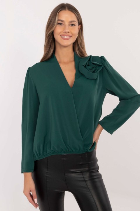 Bluzka Model MI-BZ-M650.17P Dark Green - Italy Moda Bluzka Model MI-BZ-M650.17P Dark Green - Italy Moda