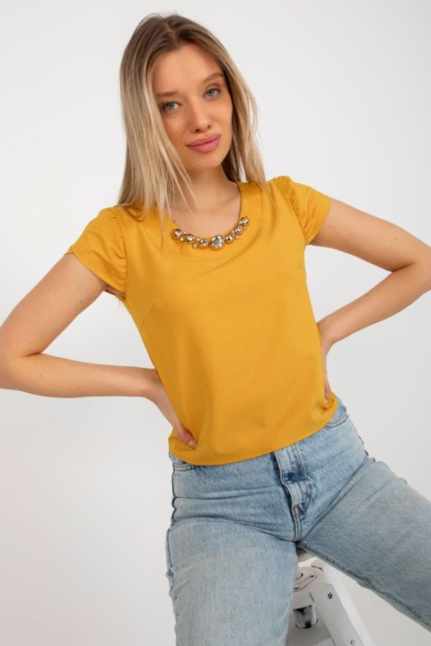 Bluzka Model LK-BZ-505783-1.42P Dark Yellow - Lakerta Bluzka Model LK-BZ-505783-1.42P Dark Yellow - Lakerta