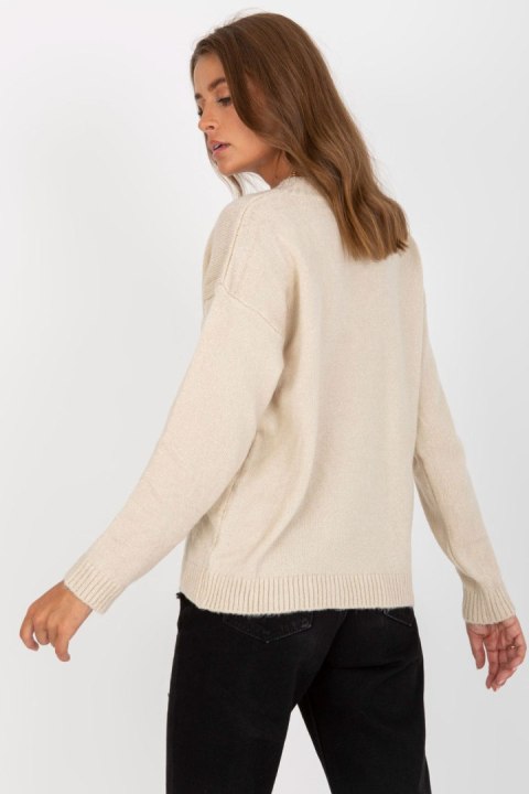 Sweter Damski Model LC-SW-0332.17 Beige - Rue Paris Sweter Damski Model LC-SW-0332.17 Beige - Rue Paris
