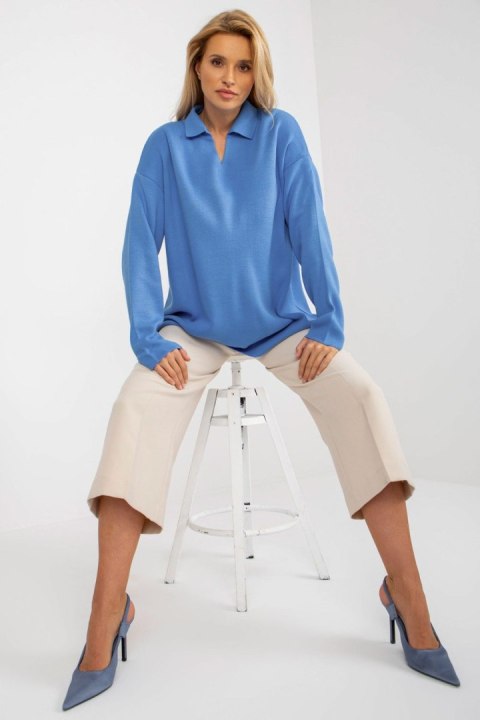 Sweter Damski Model LC-SW-2261.00P Blue - Rue Paris Sweter Damski Model LC-SW-2261.00P Blue - Rue Paris
