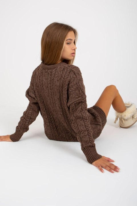 Sweter Damski Model LC-SW-8010.22P Brown - Rue Paris Sweter Damski Model LC-SW-8010.22P Brown - Rue Paris