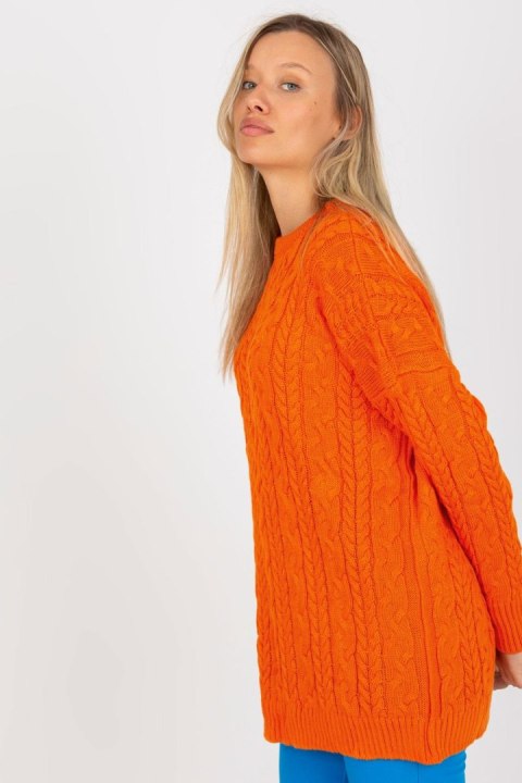 Sweter Damski Model LC-SW-8010.22P Orange - Rue Paris Sweter Damski Model LC-SW-8010.22P Orange - Rue Paris