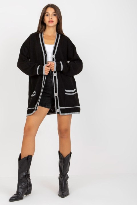 Sweter Kardigan Model LC-SW-0333.06X Black - Rue Paris Sweter Kardigan Model LC-SW-0333.06X Black - Rue Paris