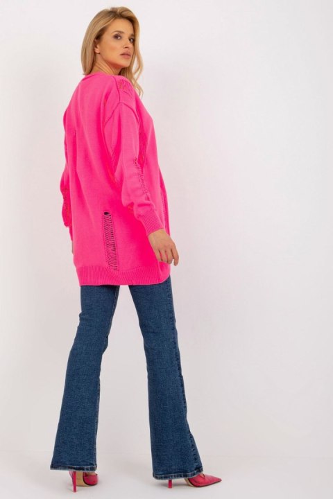 Sweter Kardigan Model LC-SW-8042.69 Fluo Pink - Rue Paris Sweter Kardigan Model LC-SW-8042.69 Fluo Pink - Rue Paris