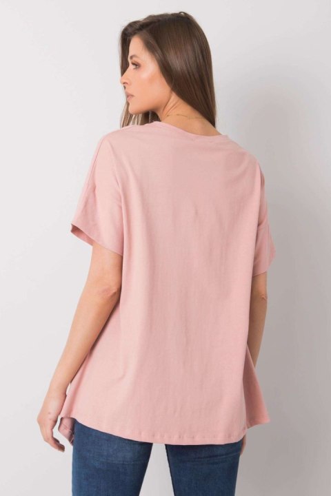 T-shirt Damski Model 157-TS-4380.90 Light Pink - Rue Paris T-shirt Damski Model 157-TS-4380.90 Light Pink - Rue Paris