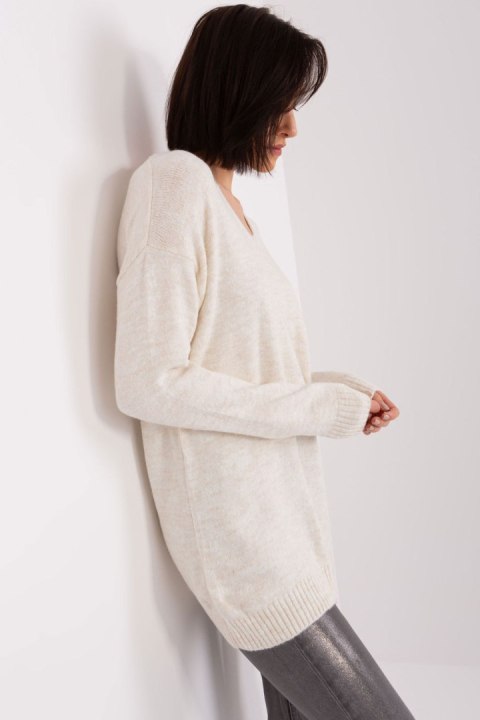 Sweter Damski Model TO-SW-1810.26P Light Beige - Rue Paris Sweter Damski Model TO-SW-1810.26P Light Beige - Rue Paris