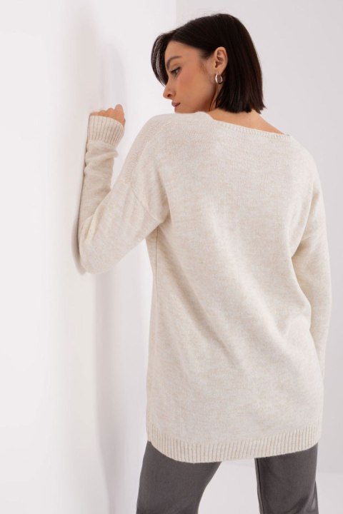 Sweter Damski Model TO-SW-1810.26P Light Beige - Rue Paris Sweter Damski Model TO-SW-1810.26P Light Beige - Rue Paris