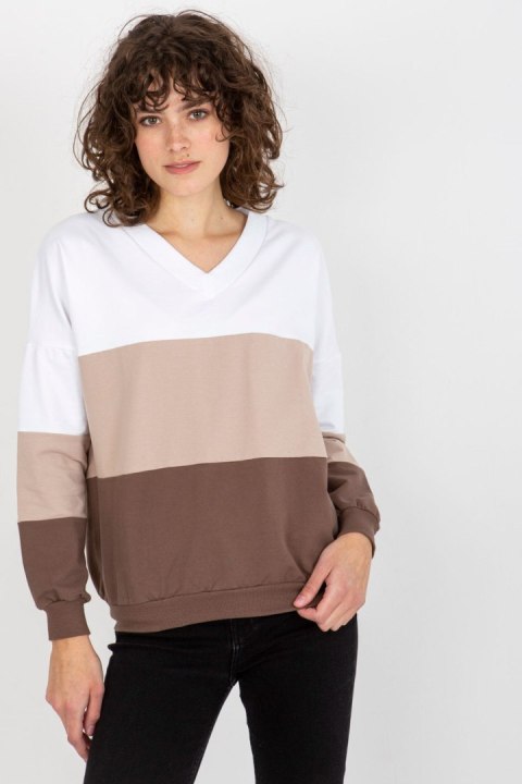 Bluza Damska Model RV-BL-8328.65P White/Brown - Rue Paris Bluza Damska Model RV-BL-8328.65P White/Brown - Rue Paris