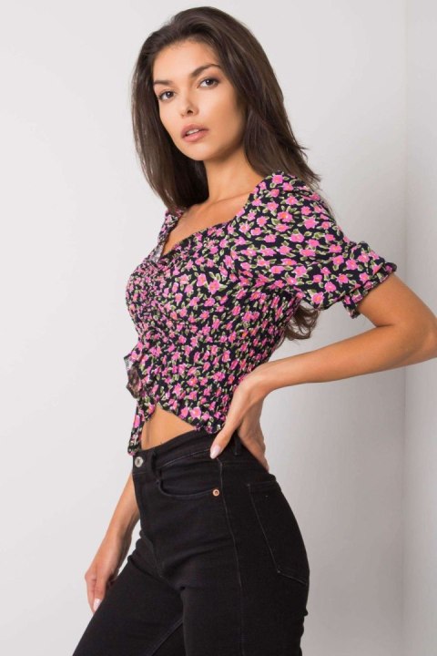 Bluzka Model RO-BZ-2516-9.34 Black/Pink - Rue Paris Bluzka Model RO-BZ-2516-9.34 Black/Pink - Rue Paris
