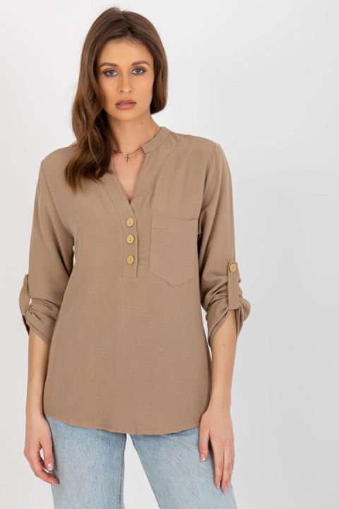 Bluzka Model WN-KS-VE51.11X Dark Beige - Rue Paris Bluzka Model WN-KS-VE51.11X Dark Beige - Rue Paris