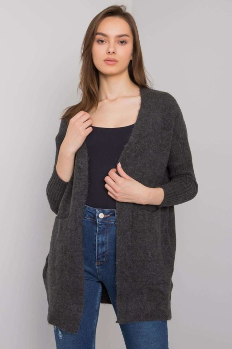Sweter Kardigan Model ASM-SW-7560.96P Dark Grey - Rue Paris Sweter Kardigan Model ASM-SW-7560.96P Dark Grey - Rue Paris