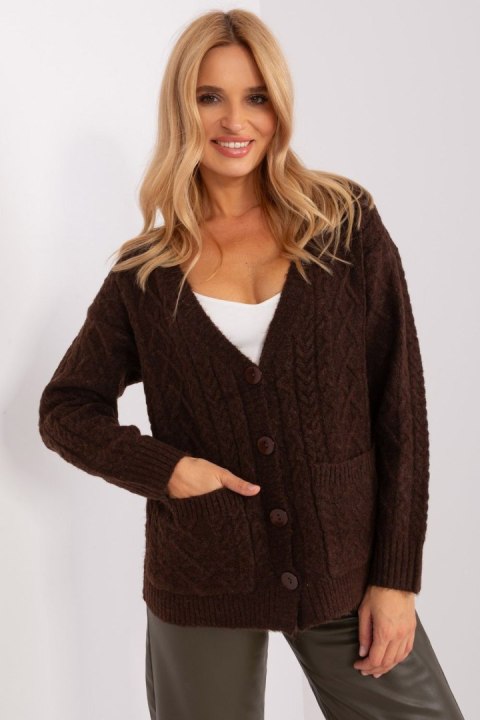 Sweter Damski Model AT-SW-2358.31 Dark Brown - AT Sweter Damski Model AT-SW-2358.31 Dark Brown - AT
