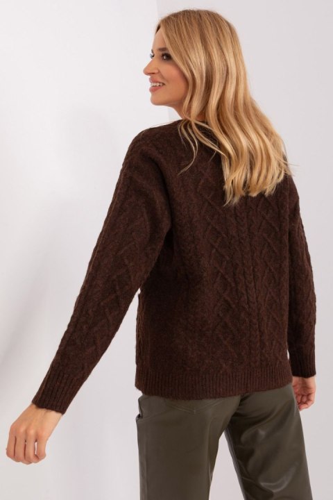 Sweter Damski Model AT-SW-2358.31 Dark Brown - AT Sweter Damski Model AT-SW-2358.31 Dark Brown - AT