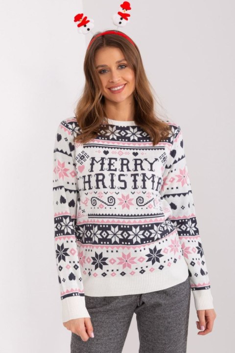 Sweter Damski Model D90057AB90883A White/Pink - Sublevel Sweter Damski Model D90057AB90883A White/Pink - Sublevel