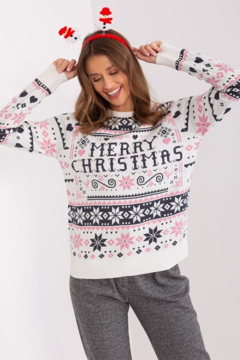 Sweter Damski Model D90057AB90883A White/Pink - Sublevel Sweter Damski Model D90057AB90883A White/Pink - Sublevel