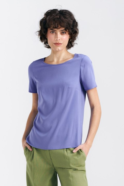 Bluzka basic z krótkim rękawem B160 Violet - Nife Bluzka basic z krótkim rękawem B160 Violet - Nife