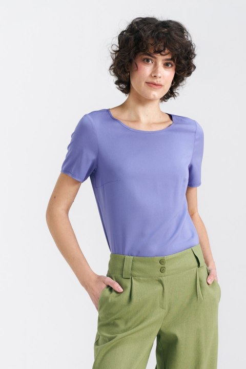 Bluzka basic z krótkim rękawem B160 Violet - Nife Bluzka basic z krótkim rękawem B160 Violet - Nife