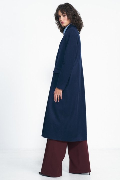 Granatowy płaszcz oversize PL20 Navy - Nife Granatowy płaszcz oversize PL20 Navy - Nife