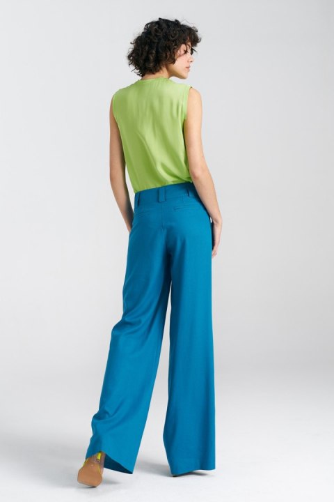Spodnie lniane wide leg SD85 Blue - Nife Spodnie lniane wide leg SD85 Blue - Nife