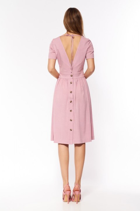 Sukienka Różowa wiskozowa sukienka bez pleców S203 Pink - Nife Sukienka Różowa wiskozowa sukienka bez pleców S203 Pink - Nife