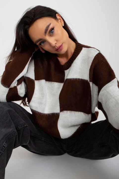 Sweter Damski Model EM-SW-1034-01.91 White/Brown - EM Sweter Damski Model EM-SW-1034-01.91 White/Brown - EM