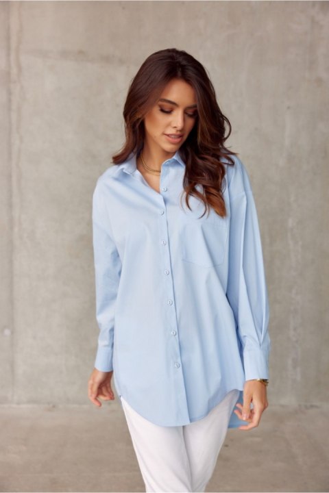 Koszula Damska Model NIE BLU0155 Blue - Roco Fashion Koszula Damska Model NIE BLU0155 Blue - Roco Fashion