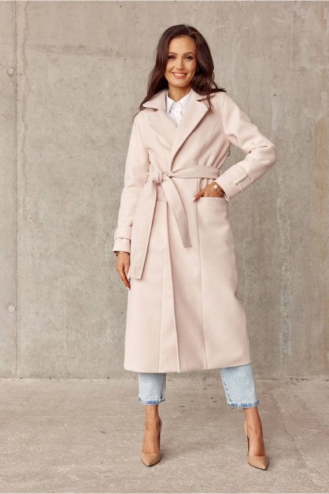 Płaszcz Damski Model BEJ PLA0017 Beige - Roco Fashion Płaszcz Damski Model BEJ PLA0017 Beige - Roco Fashion