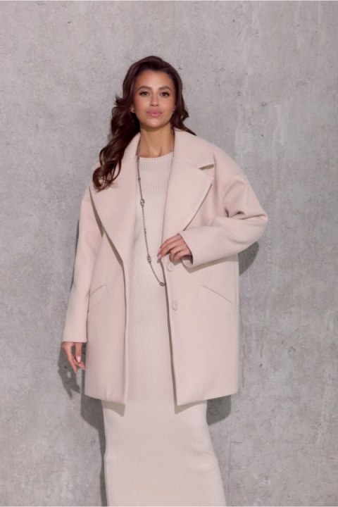 Płaszcz Damski Model Betty BEJ PLA0040 Light Beige - Roco Fashion Płaszcz Damski Model Betty BEJ PLA0040 Light Beige - Roco Fashion