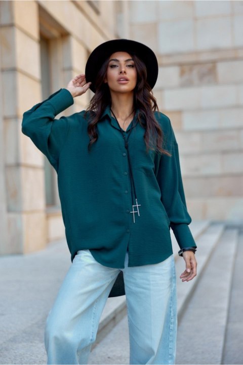 Koszula Damska Model Elisa BUT BLU0192 Bottle Green - Roco Fashion Koszula Damska Model Elisa BUT BLU0192 Bottle Green - Roco Fashion