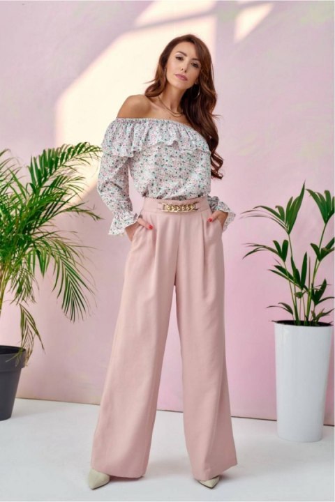 Spodnie Damskie Model ROZ SPD0011 Pink - Roco Fashion Spodnie Damskie Model ROZ SPD0011 Pink - Roco Fashion