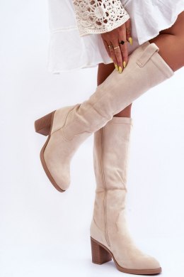 Kozaki Model Khabira BM71 Light Beige Zamsz - Step in style