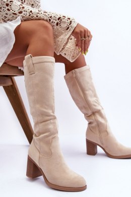 Kozaki Model Khabira BM71 Light Beige Zamsz - Step in style