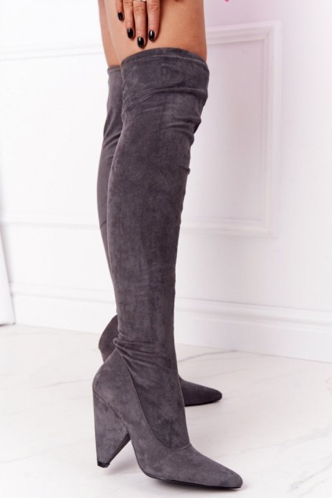 Kozaki Model Lu Boo XW37356 Grey Zamsz - Step in style Kozaki Model Lu Boo XW37356 Grey Zamsz - Step in style
