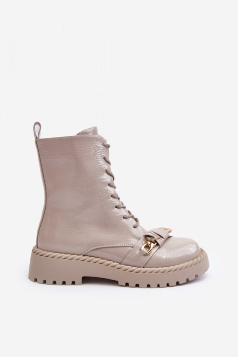 Botki Model DA MR870-67 Light Grey Lakier - Step in style Botki Model DA MR870-67 Light Grey Lakier - Step in style