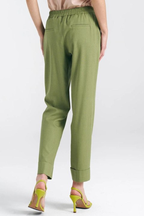 Spodnie lniane z gumką w pasie SD84 Green Pistacja - Nife Spodnie lniane z gumką w pasie SD84 Green Pistacja - Nife