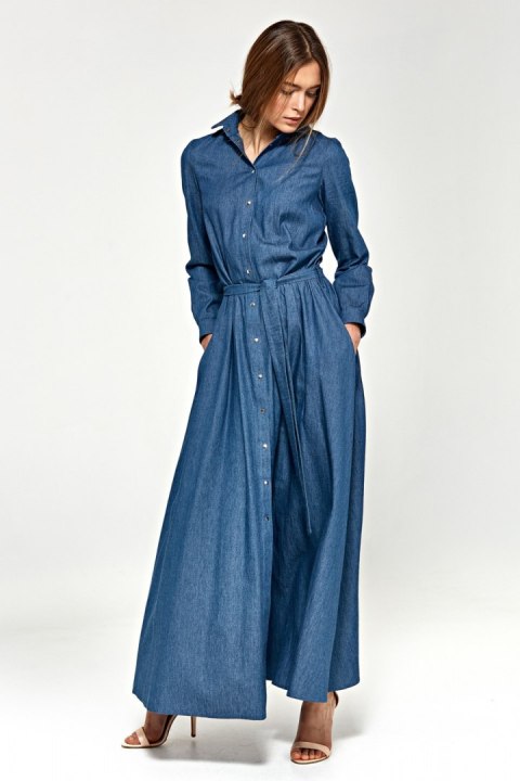 Sukienka maxi z długim rękawem S93 Jeans - Nife Sukienka maxi z długim rękawem S93 Jeans - Nife