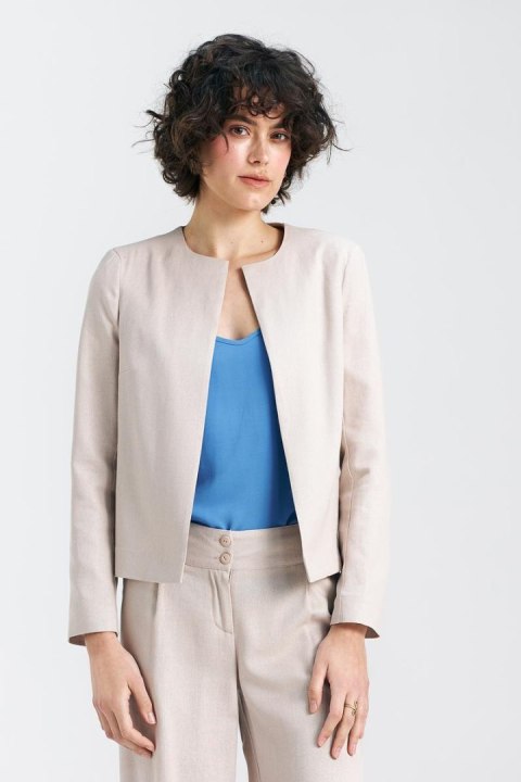 Żakiet typu chanel lniany Z54 Beige - Nife Żakiet typu chanel lniany Z54 Beige - Nife