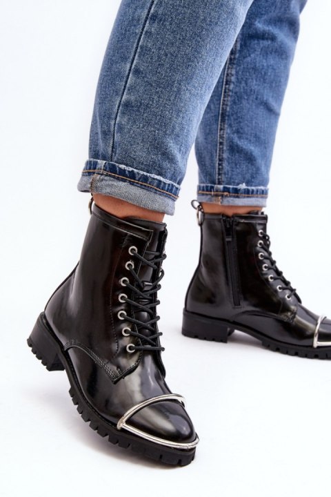Botki Model Lu Boo XW37343 Black Skóra - Step in style Botki Model Lu Boo XW37343 Black Skóra - Step in style