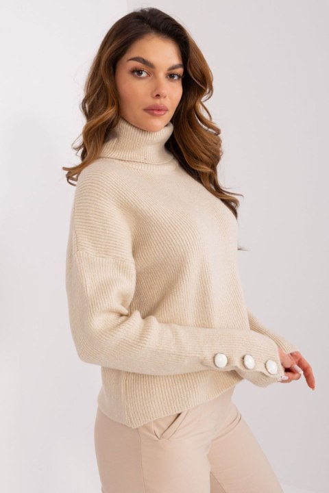 Golf Damski Model BA-SW-015.01P Light Beige - Badu Golf Damski Model BA-SW-015.01P Light Beige - Badu