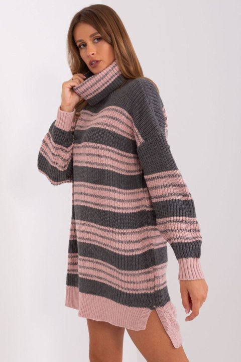 Sukienka Model BA-SK-8007.42P Grey/Pink - Badu Sukienka Model BA-SK-8007.42P Grey/Pink - Badu