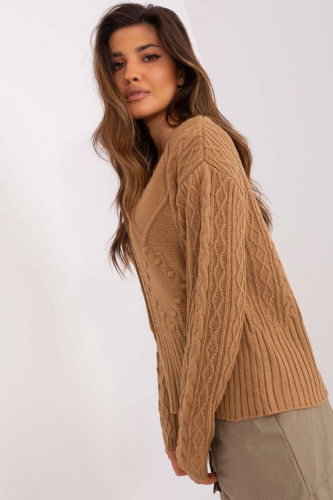 Sweter Damski Model BA-SW-0252.61P Camel - Badu Sweter Damski Model BA-SW-0252.61P Camel - Badu
