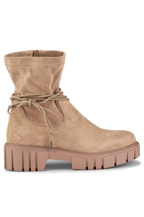 Botki Model DE1127NU Beige Zamsz - PRIMO Botki Model DE1127NU Beige Zamsz - PRIMO