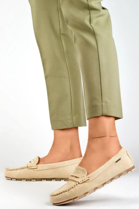 Mokasyny Model RQ032BE Beige - PRIMO Mokasyny Model RQ032BE Beige - PRIMO