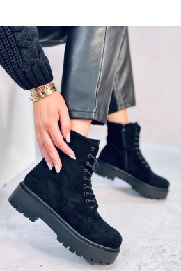Botki na platformie sznurowane BURSE BLACK - Inello