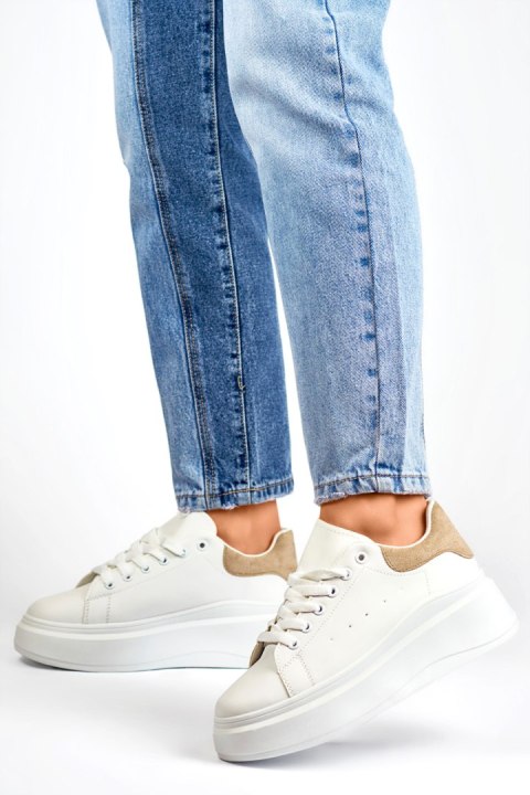Buty Sportowe Model LL23171KH White/Beige - PRIMO Buty Sportowe Model LL23171KH White/Beige - PRIMO