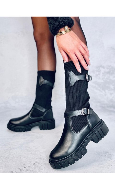 Oficerki z elastyczną cholewką RHEA BLACK - Inello Oficerki z elastyczną cholewką RHEA BLACK - Inello
